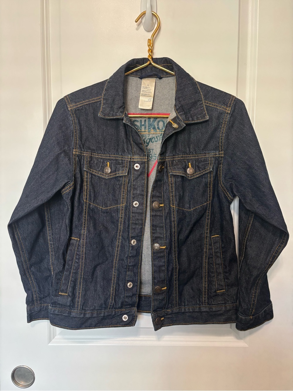OshKosh B'gosh Big Kids Dark Blue Denim Jacket with Contrast Painting